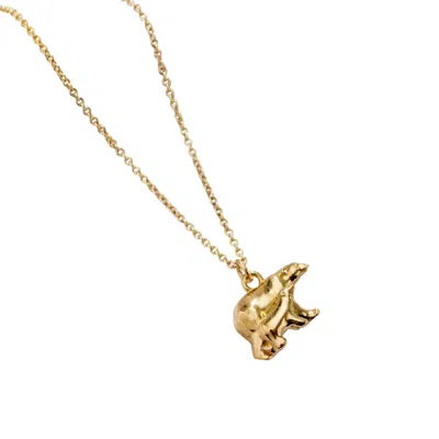 Posh Totty Designs Women's Yellow Gold Plated Mama Bear & Baby Charm Necklace