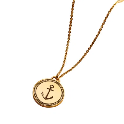 Posh Totty Designs Women's Yellow Gold Plated Nautical Anchor Disc Necklace