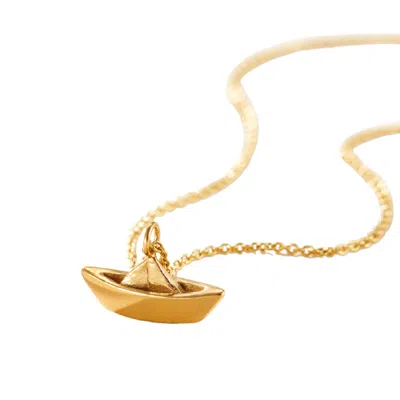 Posh Totty Designs Women's Yellow Gold Plated Origami Boat Charm Necklace