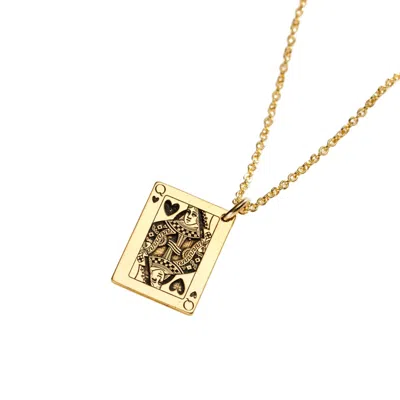 Posh Totty Designs Women's Yellow Gold Plated Queen Of Hearts Playing Card Charm Necklace