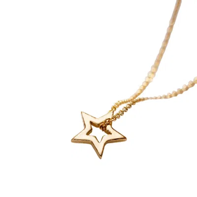 Posh Totty Designs Women's Yellow Gold Plated Small Open Star Charm Necklace