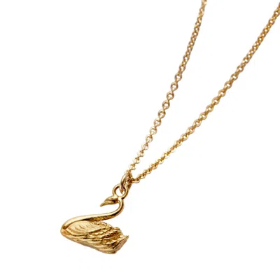 Posh Totty Designs Women's Yellow Gold Plated Soulmate Swan Charm Necklace