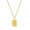 Posh Totty Designs Women's Yellow Gold Plated Sunbeam Rectangle Initial Charm Necklace In Gold