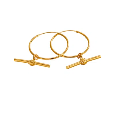 Posh Totty Designs Women's Yellow Gold Plated T Bar Charm Hoop Earrings
