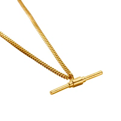 Posh Totty Designs Women's Yellow Gold Plated T Bar Necklace With Curb Chain