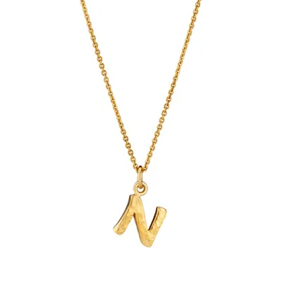 Posh Totty Designs Women's Yellow Gold Plated Textured Initial Letter Necklace