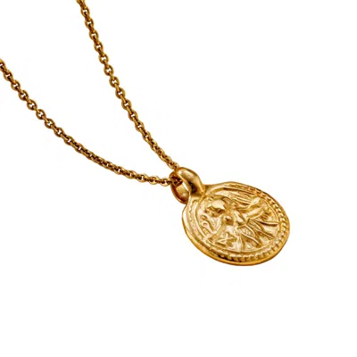 Posh Totty Designs Women's Yellow Gold Plated Vintage Style Circle Lucky Deity Charm Necklace
