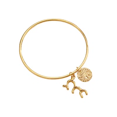 Posh Totty Designs Women's Yellow Gold Seashell Charm Bangle