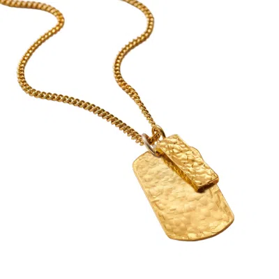 Posh Totty Designs Women's Yellow Gold Textured Dog Tag Necklace