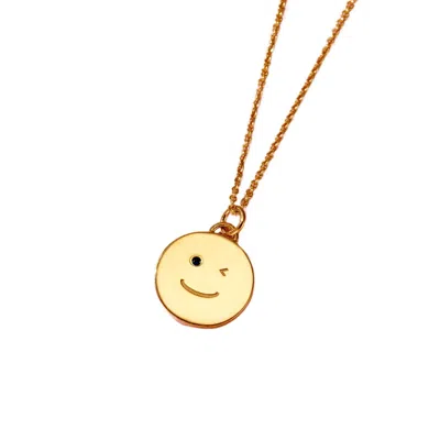 Posh Totty Designs Women's Yellow Gold Wink Face Sapphire Pendant Necklace