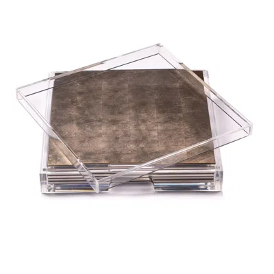 Posh Trading Company Brown Placebox Clear Silver Leaf - Chic Matte Taupe