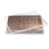 Posh Trading Company Brown Servebox Clear Silver Leaf - Chic Matte Taupe