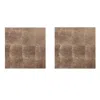 Posh Trading Company Brown Set Of Two Silver Leaf Coasters - Taupe In Brown