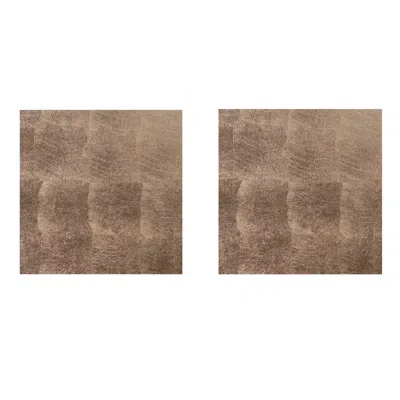 Posh Trading Company Brown Set Of Two Silver Leaf Coasters - Taupe