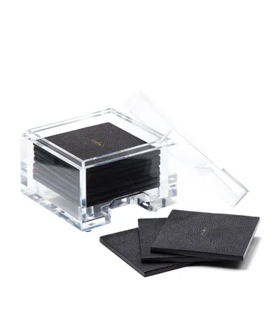 Posh Trading Company Coastbox With Faux Shagreen Coasters In Brown