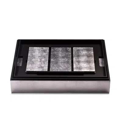 Posh Trading Company Grand Matbox Silver Leaf - Silver In Black