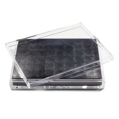 Posh Trading Company Grey Servebox Clear Silver Leaf - Stormy Sky