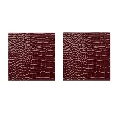 Posh Trading Company Red Set Of Two Coasters - Faux Python Burgundy In Brown