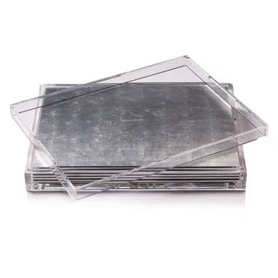 Posh Trading Company Servebox Clear Silver Leaf - Chic Matte Silver