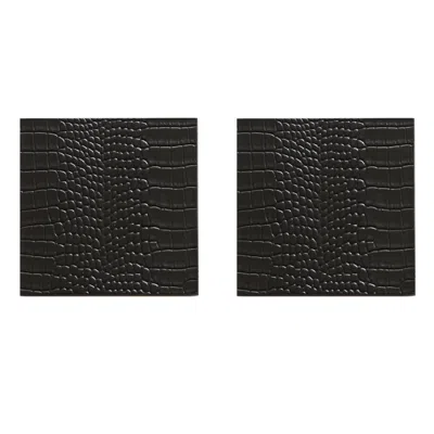 Posh Trading Company Set Of Two Coasters - Faux Python Black