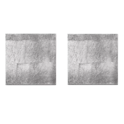 Posh Trading Company Set Of Two Silverleaf Coasters - Silver In Gray