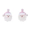 Posh Women's Jolly Santa Statement Earrings In Pink In Pink