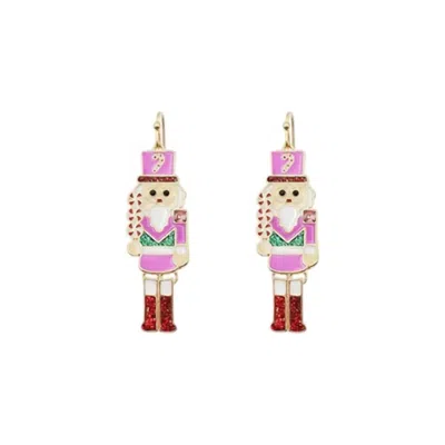 Posh Women's Nutcracker Christmas Earrings In Pink
