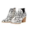 Posh Women's Python Booties In White In Multi