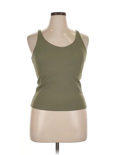 Pre-owned Poshdivah Tank Top Green Solid Pattern Scoop Neck Tops