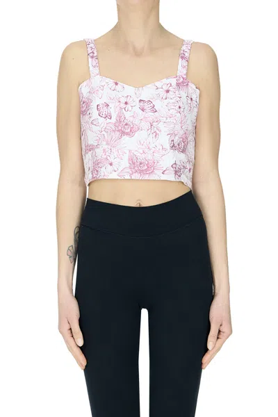 Positano Couture Cropped Linen Top In Pink