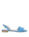 Positano In Love Woman Sandals Azure Size 6 Leather In Blue
