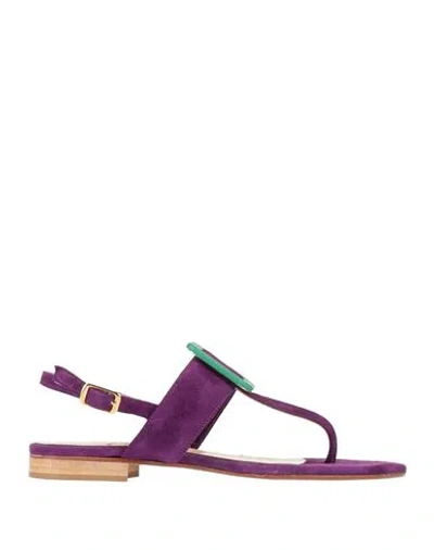 Positano In Love Woman Thong Sandal Purple Size 6 Leather