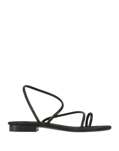 Positano Woman Thong Sandal Black Size 9 Leather