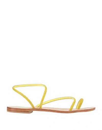 Positano Woman Thong Sandal Yellow Size 11 Leather