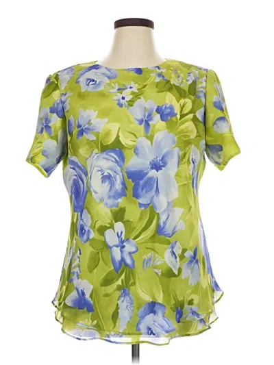 Pre-owned Positive Attitude Short Sleeve Blouse In Green