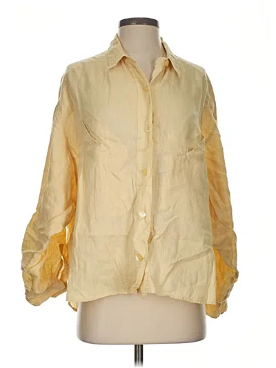 Pre-owned Posse 3/4 Sleeve Button Down Shirt In Yellow