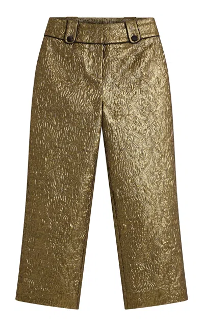 Posse Albie High-rise Straight-leg Metallic Pants In Gold