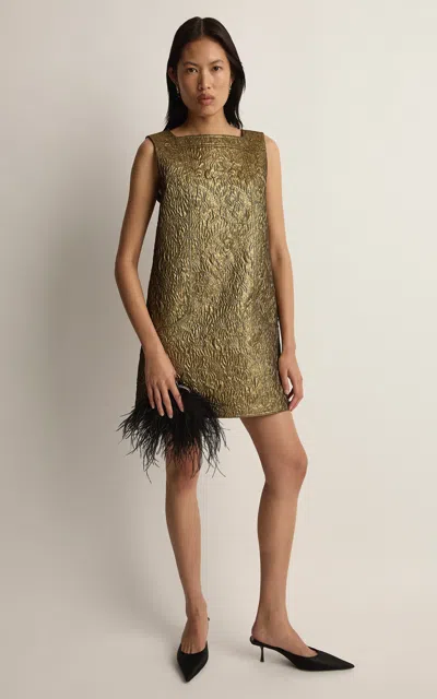 Posse Albie Metallic Mini Shift Dress In Gold