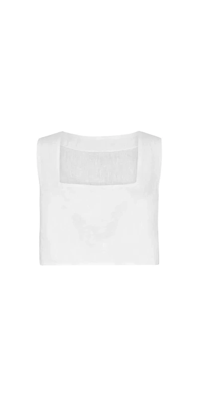 Posse Alice Linen Crop Top In White