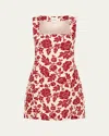 Posse Alice Mini Dress In Scarlett Bloom In Deep Redoat