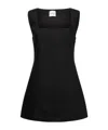 Posse Womens Black Alice Square-neck Linen Mini Dress Xs