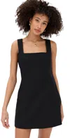 Posse Womens Black Alice Square-neck Linen Mini Dress Xs In Black