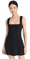 Posse Womens Black Alice Square-neck Linen Mini Dress Xs In Black