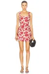 Posse Alice Mini Dress In Scarlett Bloom In Deep Red & Oat