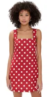 Posse Linen Polka-dot Mini Dress In Polka Dot