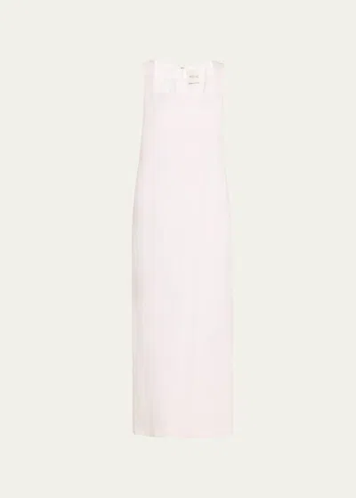 Posse Alice Square-neck Sleeveless Linen Midi Dress In Ivory