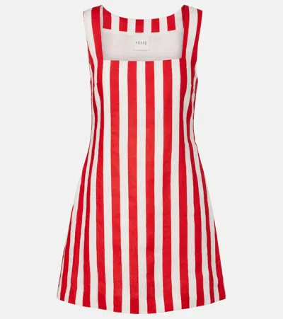 Posse Alice Striped Linen Minidress In Blue
