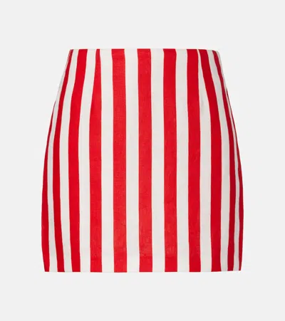 Posse Alice Stripped Linen Miniskirt In Red