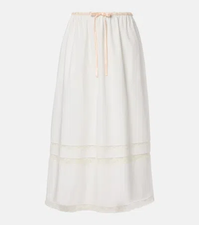 Posse Alma Lace-trimmed Midi Skirt In White