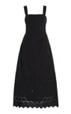 Posse Amelia Broderie Anglaise Cotton Maxi Dress In Black